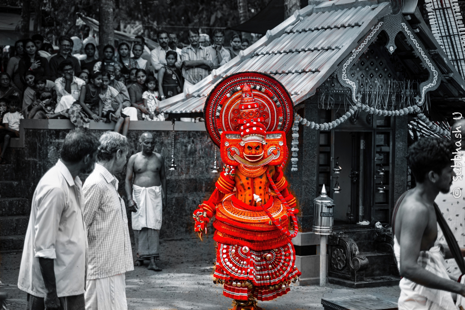 'The Walk' of Gods. Lord Bali Walks at Theyyam Festival, Kannur, Kerala